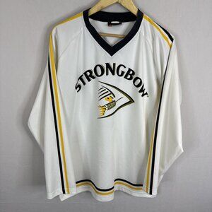 Strongbow England’s Dry Cider Men L Hockey Style Jersey Shirt White Black Yellow